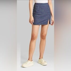 NWOT! Wild Fable Gingham Plaid Checkered Mini Skirt, Blue White Black, Size 10
